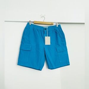 NWT Everlane Men’s Linen and Organic Cotton Blue Cargo Shorts Size Large
